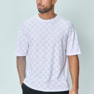 Effen oversized T-shirt met gaten