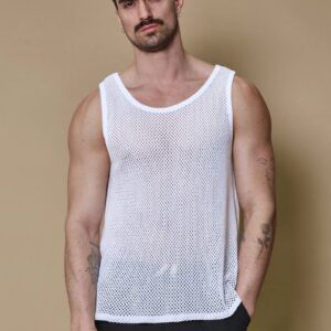 Effen mouwloos t-shirt met korte gaten