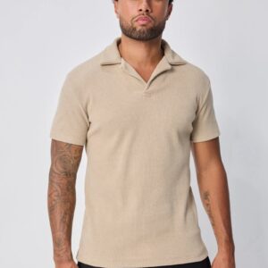Effen poloshirt met V-hals en manchetten