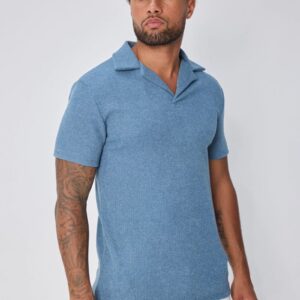 Effen poloshirt met V-hals en manchetten