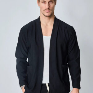 Comfortabel vloeiend effen jasje met strepenpatroon