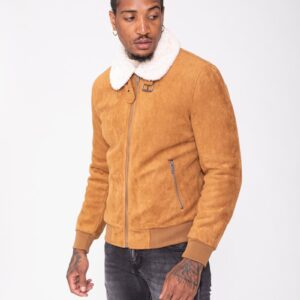 Suède jasje met schapenkraag