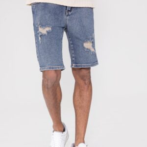 Gescheurde stretch denim shorts