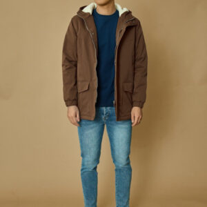 Middellange parka met zachte capuchon