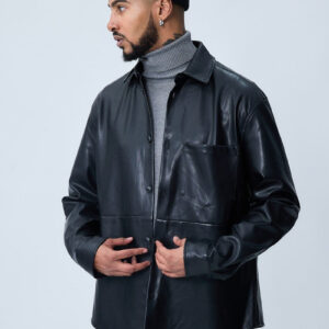 Kunstleren jas met paneel