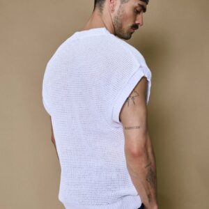 Effen mouwloze gebreide trui