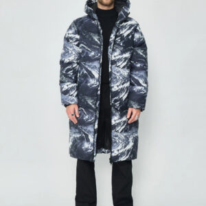 Lange donsjas met capuchon