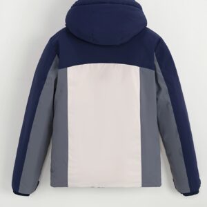 Tweekleurige gewatteerde capuchonjas