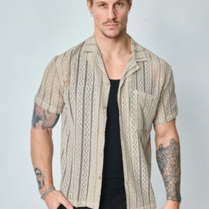 Kanten overhemd met korte mouwen en reverskraag