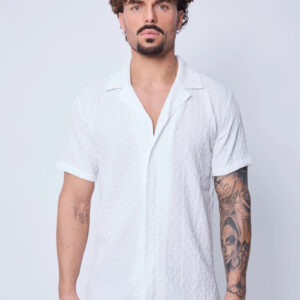 Effen overhemd met korte mouwen en geometrische patronen