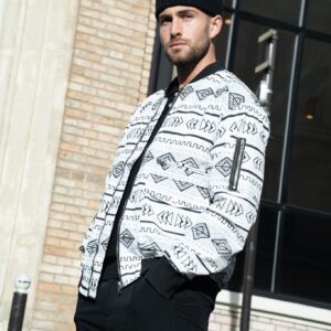 Fijn bomberjack met geometrische patronen