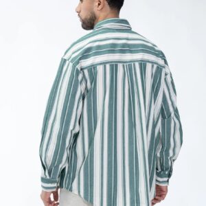 Overhemd met lange mouwen, verticale strepen en borstzakje