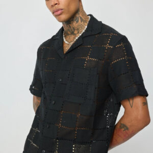 Effen overhemd met vierkantenpatroon