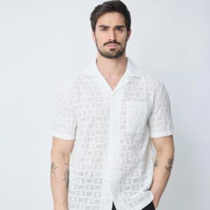 Effen overhemd met korte mouwen