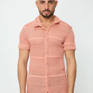 Kanten overhemd met korte mouwen en reverskraag