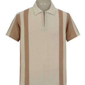 Poloshirt met rits en contrasterende strepen