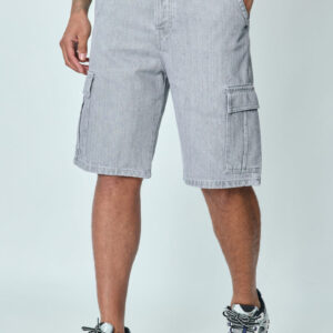 Oversized cargo denim shorts