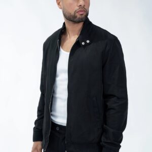 Effen bikerjack zonder capuchon, gemaakt van stof