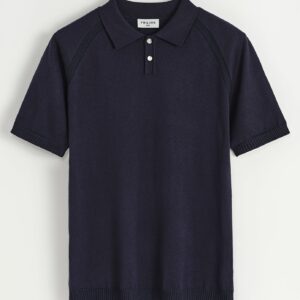 Effen gebreid poloshirt met korte mouwen