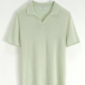 Effen gebreid poloshirt met korte mouwen