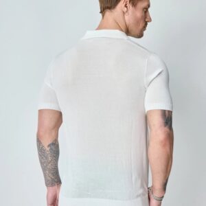Kortmouwig gebreid poloshirt