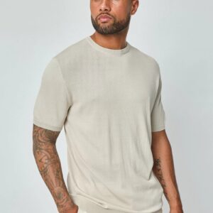 Dun, effen gebreid T-shirt met korte mouwen