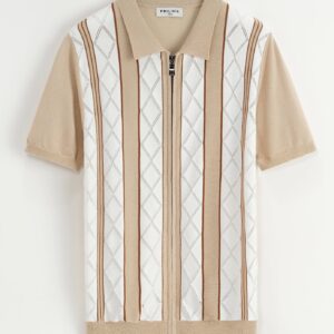 Poloshirt met korte mouwen en strepen met ritssluiting