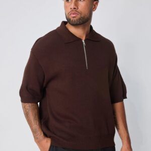 Effen poloshirt met ritssluiting