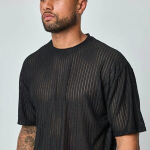 T-shirt rayé uni oversized