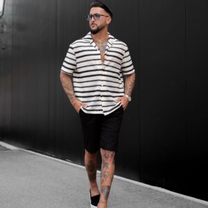 Gestreept overhemd met korte mouwen