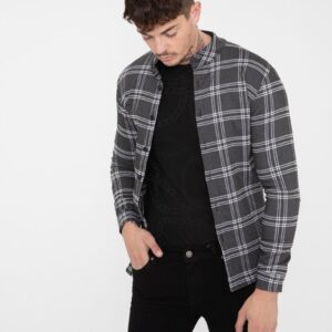 Geruit overhemd met mandarijnkraag