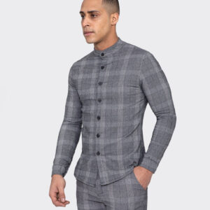 Geruit overhemd met mandarijnkraag