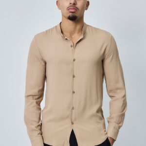 Effen casual overhemd met mandarijnkraag