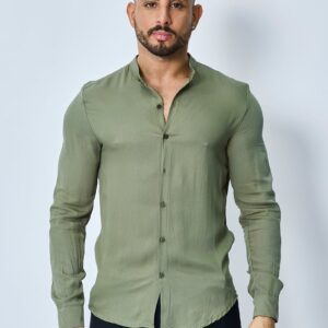 Effen casual overhemd met mandarijnkraag