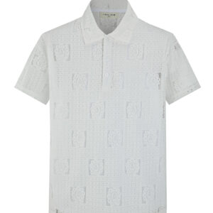 Kanten overhemd met korte mouwen en reverskraag