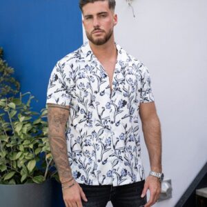 Gestructureerd overhemd met bloemenmotief