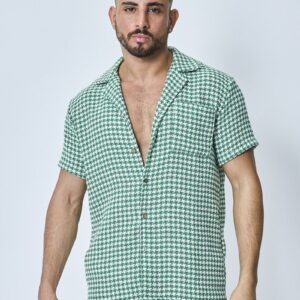 Geruit tweed overhemd met korte mouwen