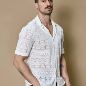 Effen overhemd met korte mouwen en patroon