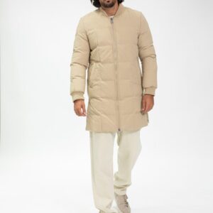 Lange donsjas zonder gewatteerde capuchon