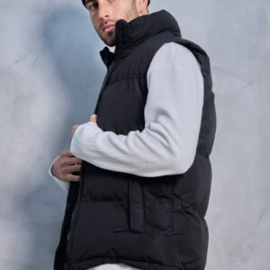 Tweekleurige mouwloze donsjas