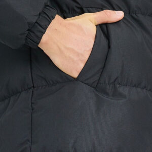 Ultralange donsjas met capuchon