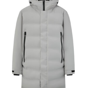 Lange effen donsjacks met capuchon