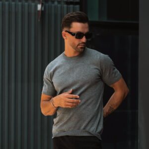 Effen gebreid T-shirt met korte mouwen